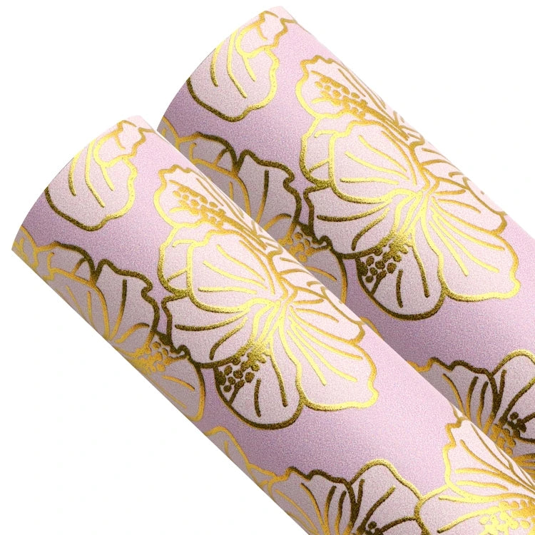 Bee Happy Faux Leather Sheets - Flower UV Printing Gold Foiled