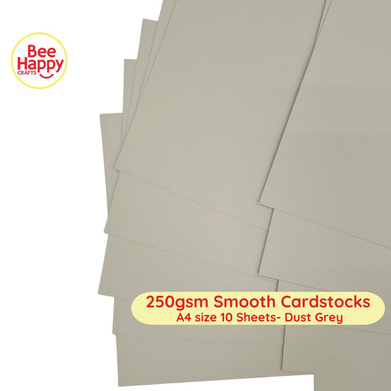 Bee Happy 250gsm Smooth Cardstocks 10 Sheets - Neutrals & Grays