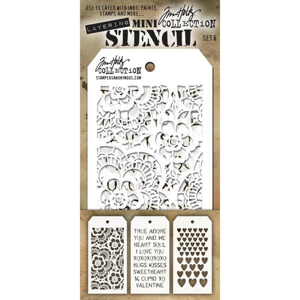 Stampers Anonymous Tim Holtz Mini Layered Stencil Set #6 3/Pkg