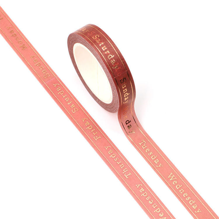 Foil Pink Background Date Washi Tape 10mm x 10m