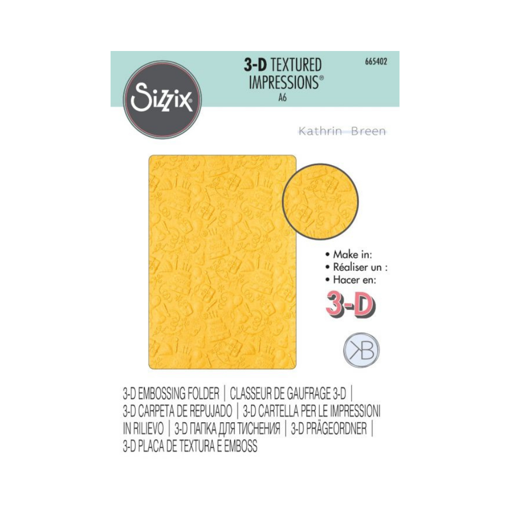 Sizzix 3-D Textured Impressions Embossing Folder - Celebrate by Kath B