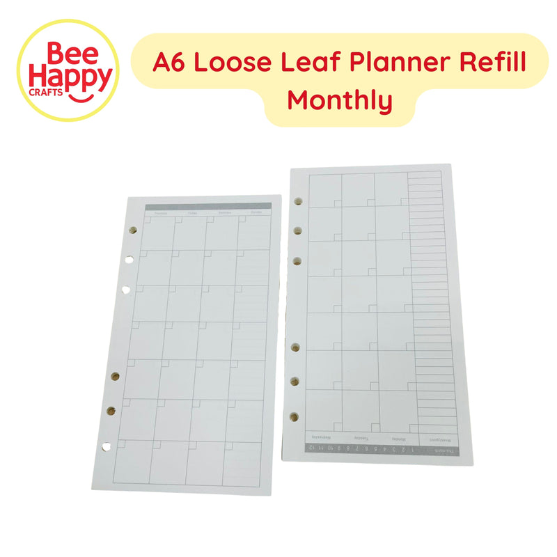 A6 Loose Leaf Planner Refill and Pockets for Ring Binder