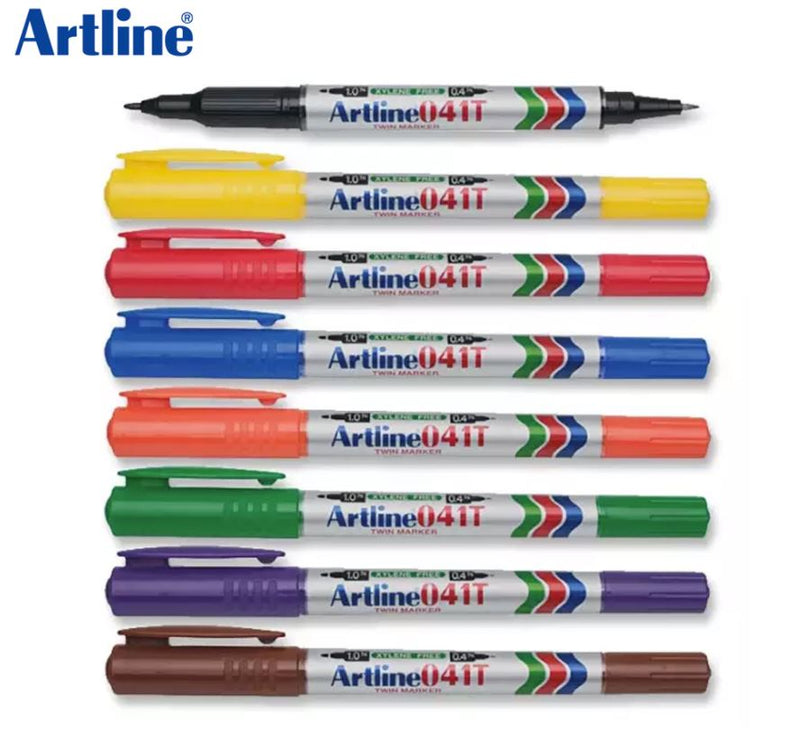 Artline Twin Permanent Marker (0.4mm and 1mm) Set of 8