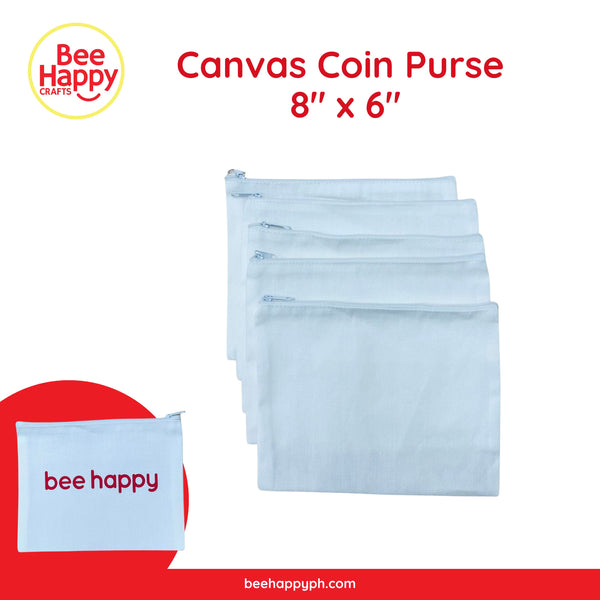 Bee Happy Canvas Coin Purse / Pouch 8" x 6"