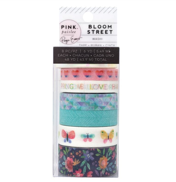 American Crafts Bloom Street Washi Tape Set 8 Rolls Paige Evans