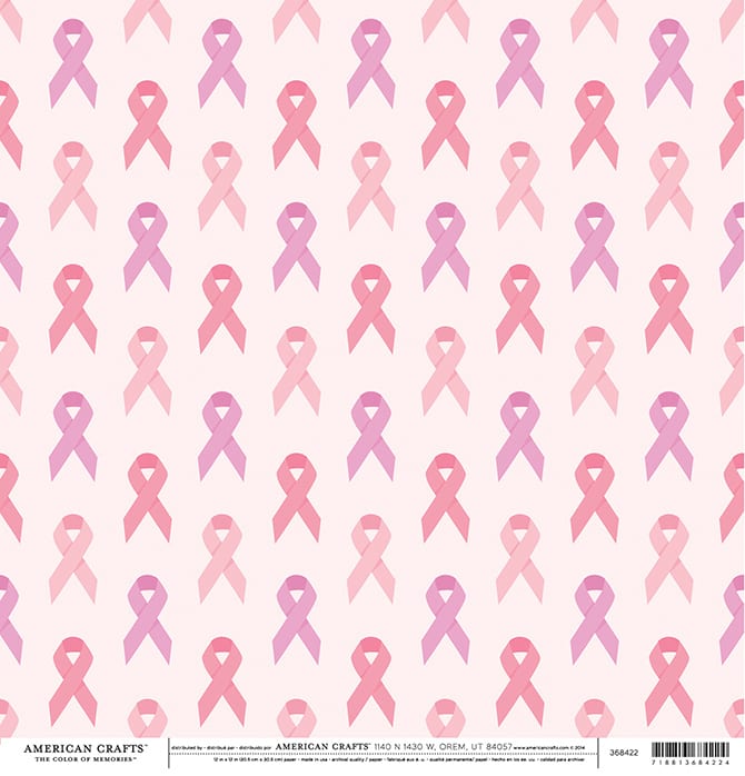 American Crafts Breast Cancer Double-Sided Cardstock 12"X12"