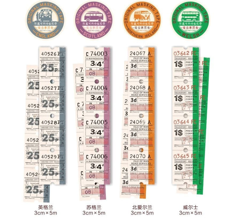 Mo Card British Bus Tickets/Transport Tickets Masking Tapes