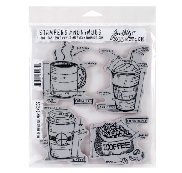 Stampers Anonymous Tim Holtz Fresh Brewed Cling Stamps