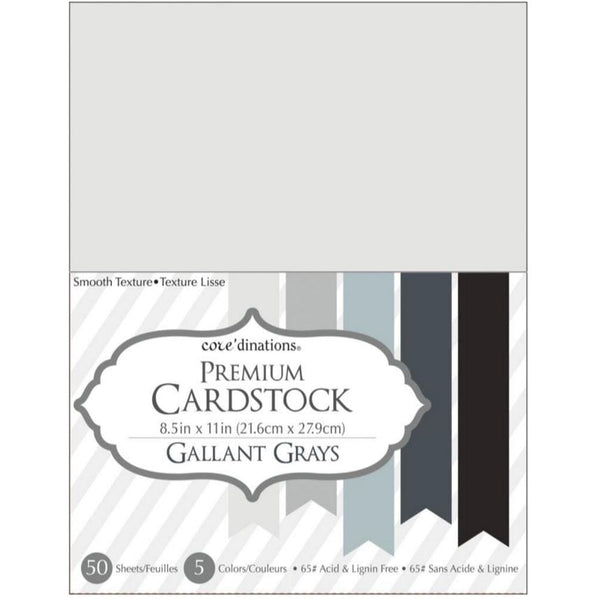 Core'dinations Gallant Grays Value Pack Cardstock 8.5"X11" 50/Pkg