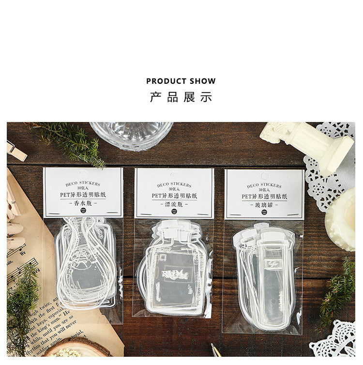 Infeel Me Glass Jar and Bottles Transparent PET Stickers