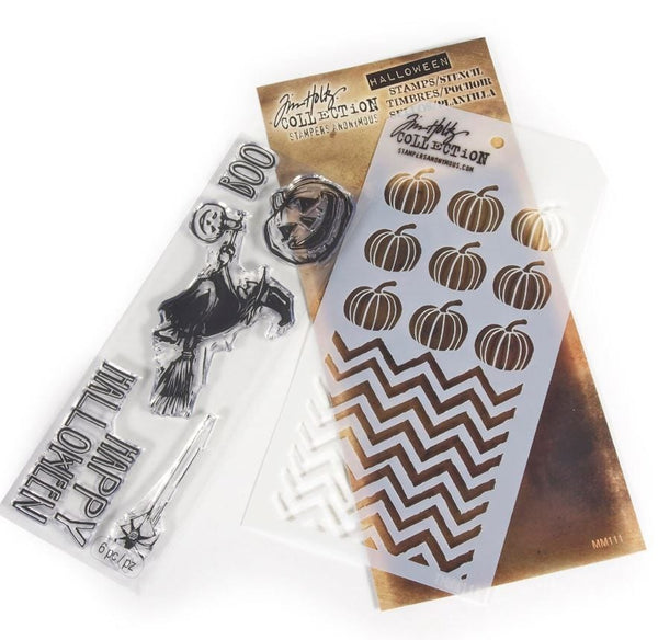 Stampers Anonymous Tim Holtz Happy Halloween Clear Stamps and Stencil Set