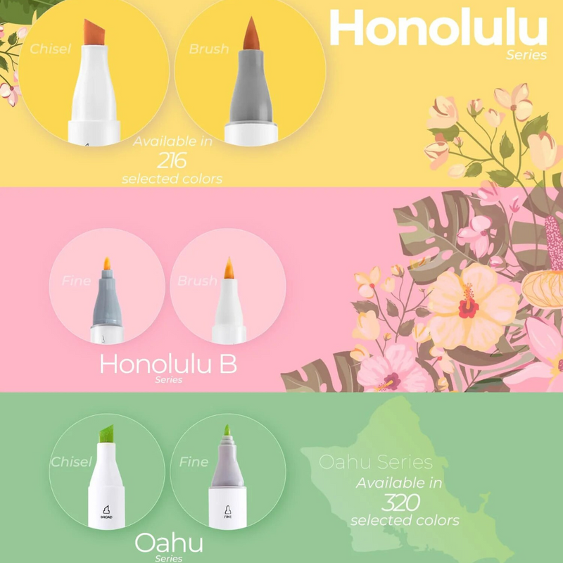 Ohuhu Honolulu 72 Basic Colors Dual Tips Alcohol Art Markers Y30-80400-76