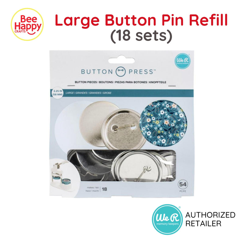 We R Memory Keepers Large Button Pin Refill for Button Press (18 Sets)
