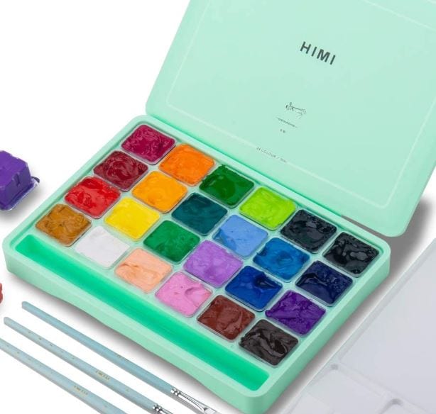 MIYA HIMI Gouache Paint Set Jelly Cup 24 Colors (With Free Brush)
