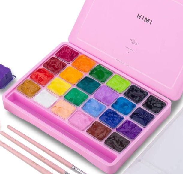 MIYA HIMI Gouache Paint Set Jelly Cup 24 Colors (With Free Brush)