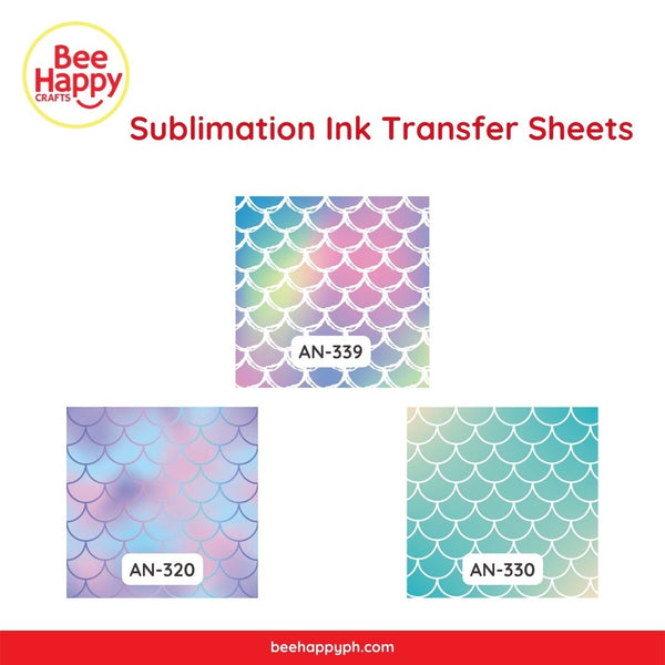 Bee Happy Mermaid Scales Sublimation Ink Transfer Sheets 12" x 12" 3 Sheets