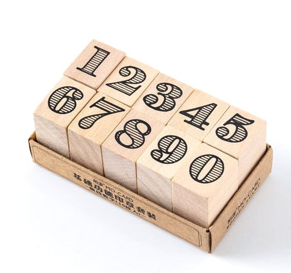 MoCard Numbers with Horizontal Stripes Rubber Stamp Set