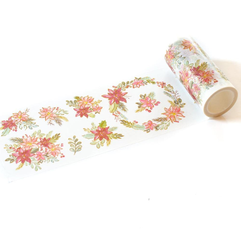 Pinkfresh Studio Poinsettia with Foiled Accents Rose Washi Tape
