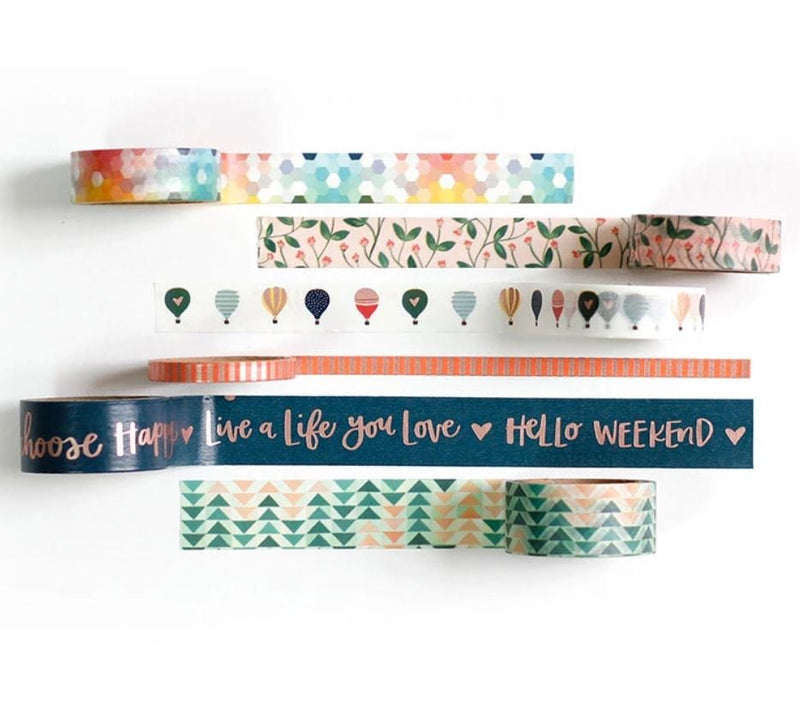 Amy Tangerine Saturday Afternoon Washi Tape Set with Rose Gold One Canoe Two