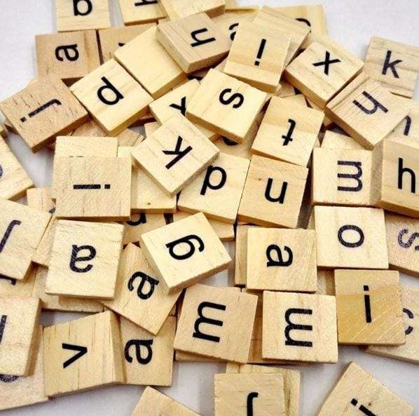 Wooden Scrabble Tiles Lowercase (100 Pcs)