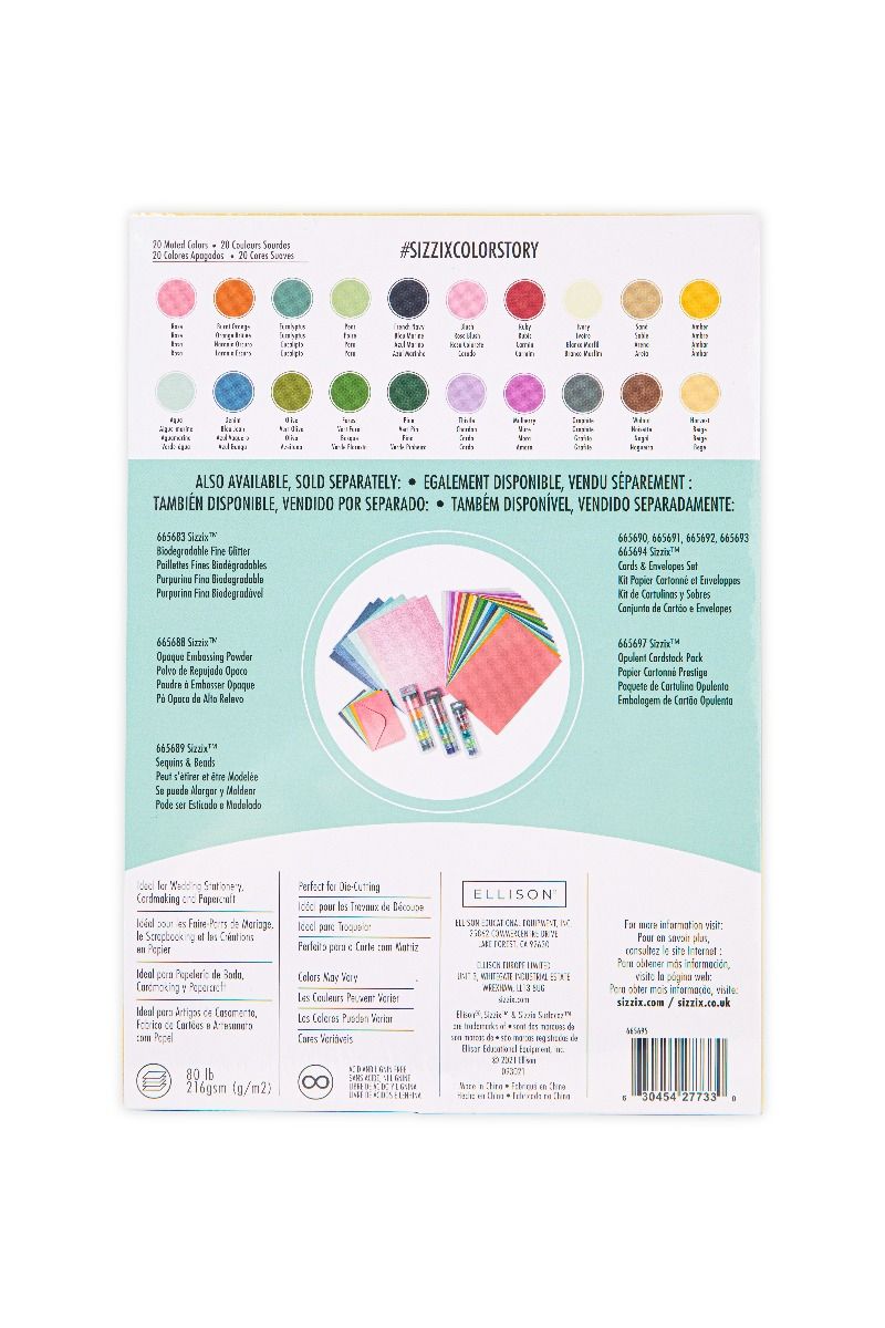 Sizzix Surfacez Muted Colors Cardstock Pack, A4 size 80PK