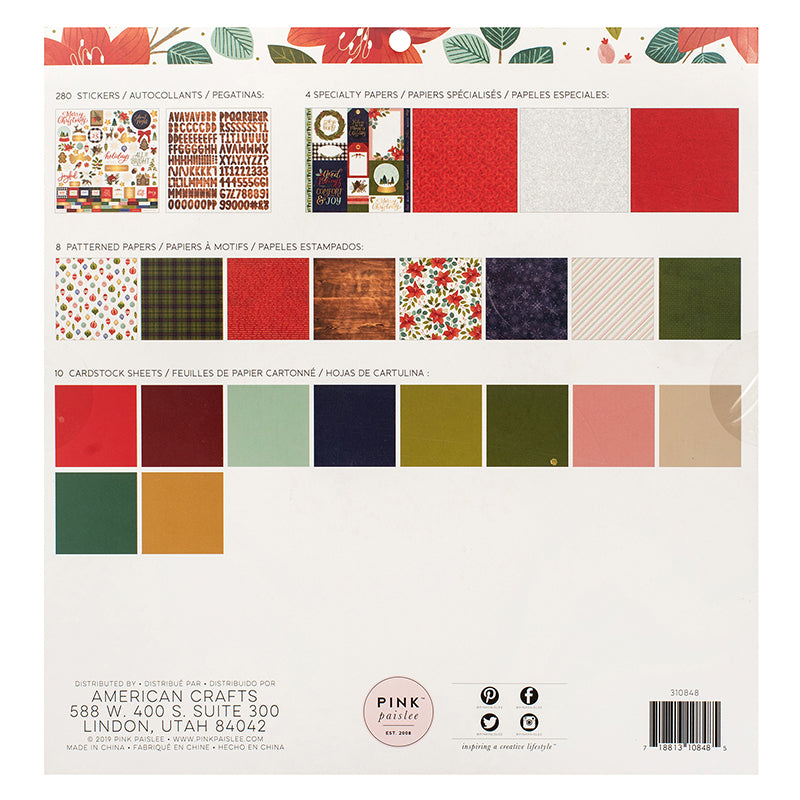 American Crafts Together for Christmas Project Pad 12"x 12" - 22 Cardstocks plus 280 Stickers - Paislee