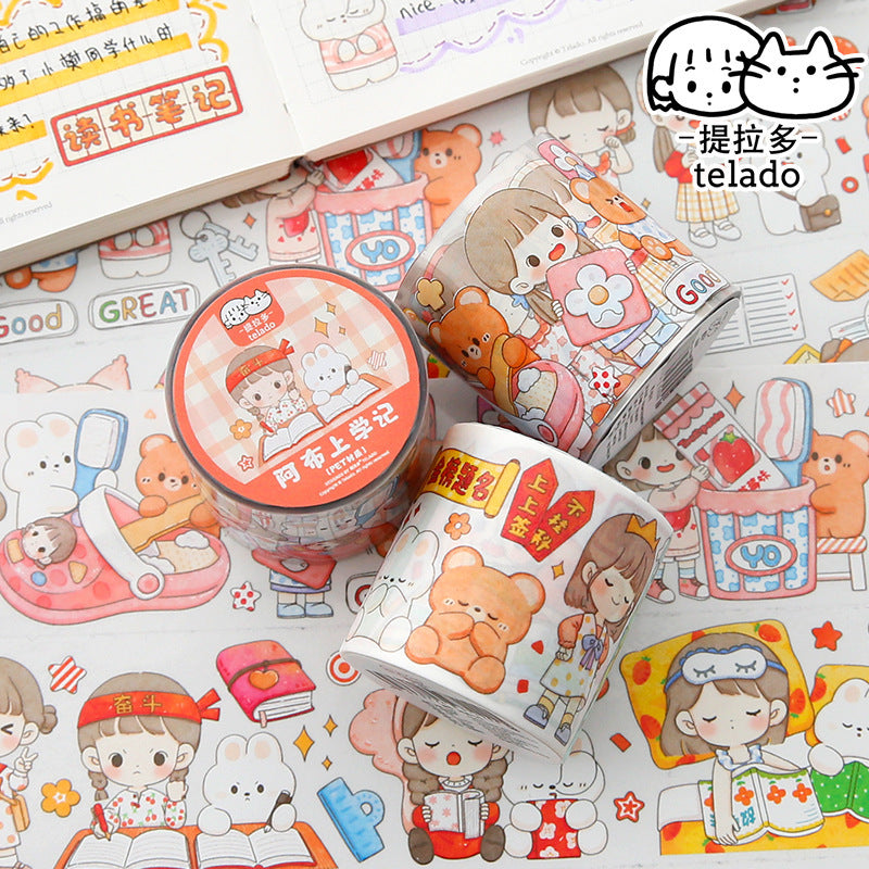 Telado Cute Girl Going to School Craft Tape 2 Versions (PET Tape or Masking  Tape)