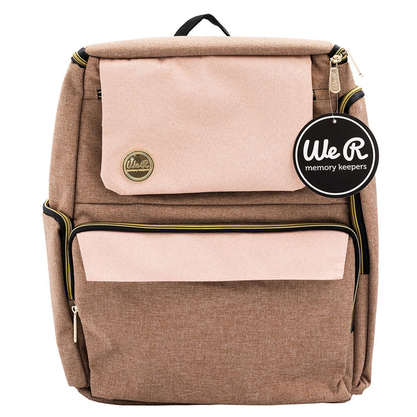 We R Memory Keepers Back Pack Taupe and Pink Crafter's Bag