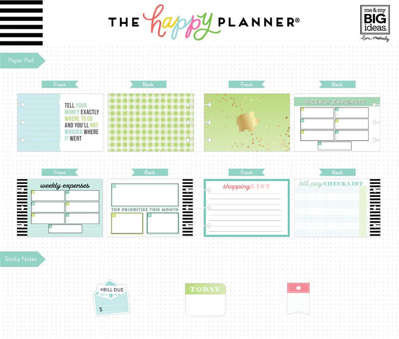 Me and My Big Ideas Budget Happy Planner Multi Accessory Pack -  Sticky Notes/Sticker/Cards