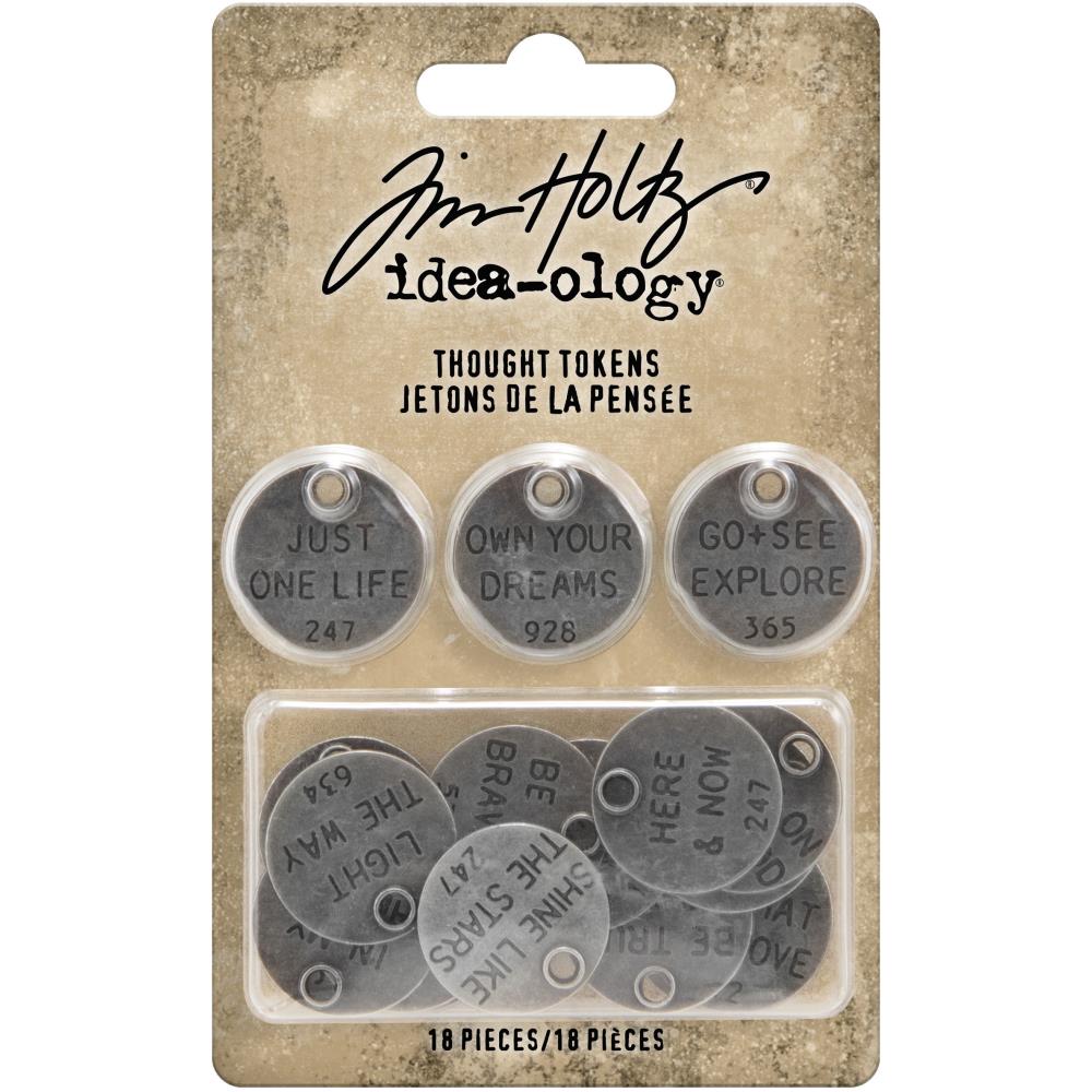 Tim Holtz Idea-Ology Metal Adornments Thought Tokens 18/Pcs