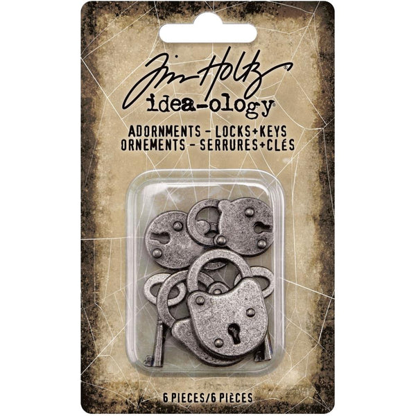 Tim Holtz Idea-Ology Metal Adornments Locks and Keys 6/Pcs