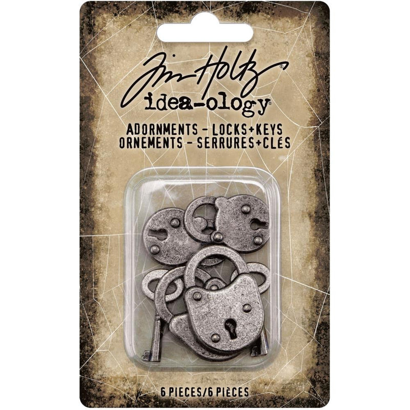 Tim Holtz Idea-Ology Metal Adornments Locks and Keys 6/Pcs