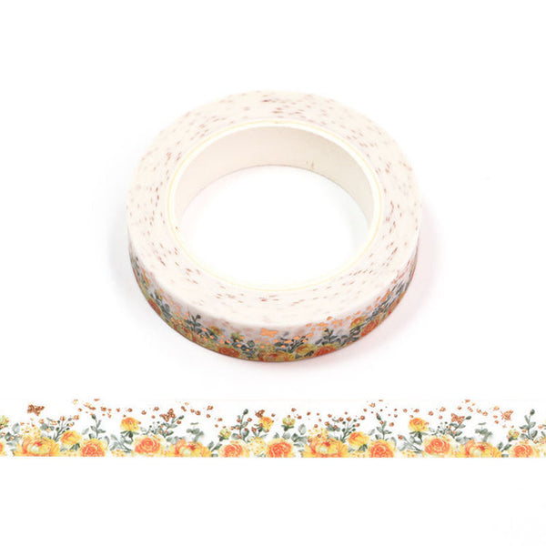Gold Foil Yellow Rose Washi Tape 10mm x 10m