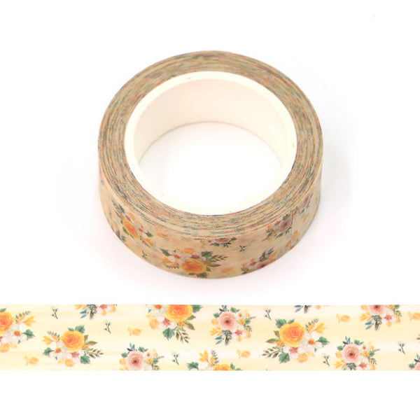Yellow Floral Washi Tape 15mm x 10m