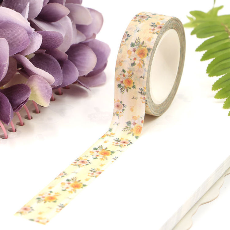 Yellow Floral Washi Tape 15mm x 10m