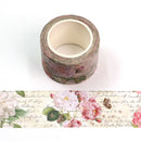 Gold Foil Rose and Vintage Letters Washi Tape 30mm x 10m