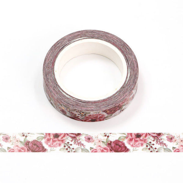 Gold Foil Flower and Star Washi Tape 10mm x 10m