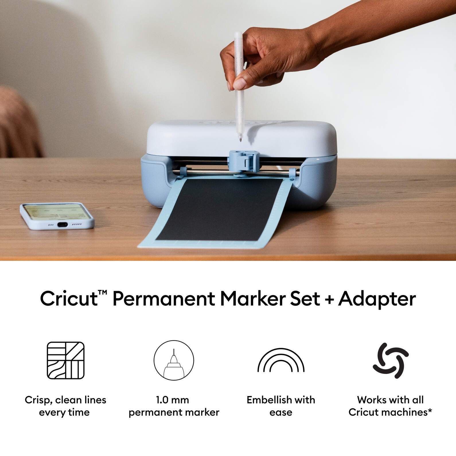 Cricut Permanent markers 1.0 mm, black 3pcs + Adapter