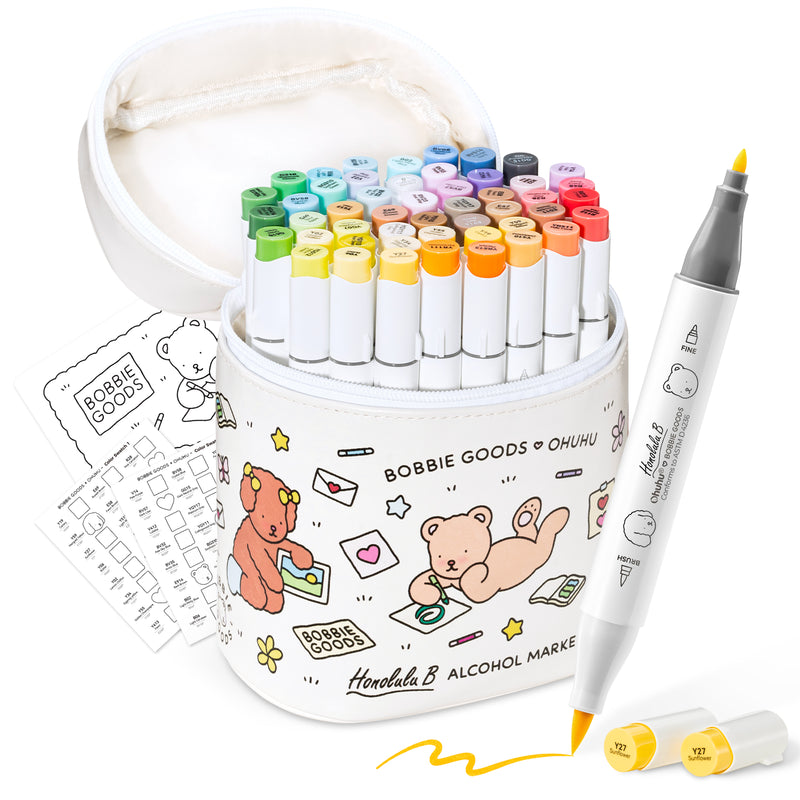 Ohuhu x Bobbie Goods Honolulu B 48 Basic Colors Dual Tips Brush & Fine Y30-80405-71