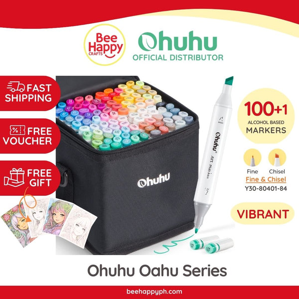 Ohuhu Oahu 100 Basic Colors Dual Tips Alcohol Art Markers Y30-80401-84