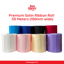 Bee Happy Premium Satin Ribbon Roll – 50 Meters (100mm wide)