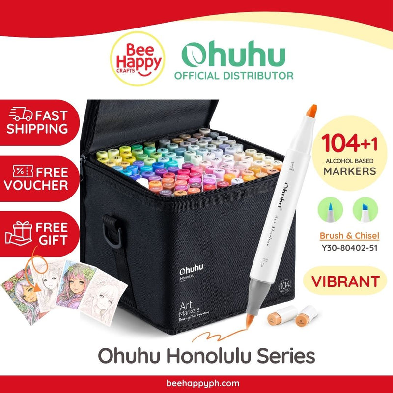 Ohuhu Honolulu NEW 104 Colors Dual Tip Alcohol Art Markers Y30-80404-0