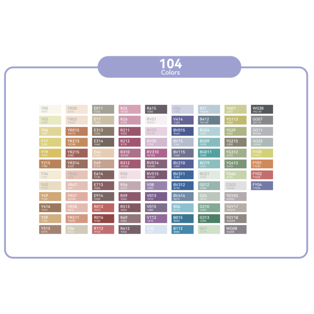 Ohuhu Honolulu NEW 104 Colors Dual Tip Alcohol Art Markers Y30-80404-0