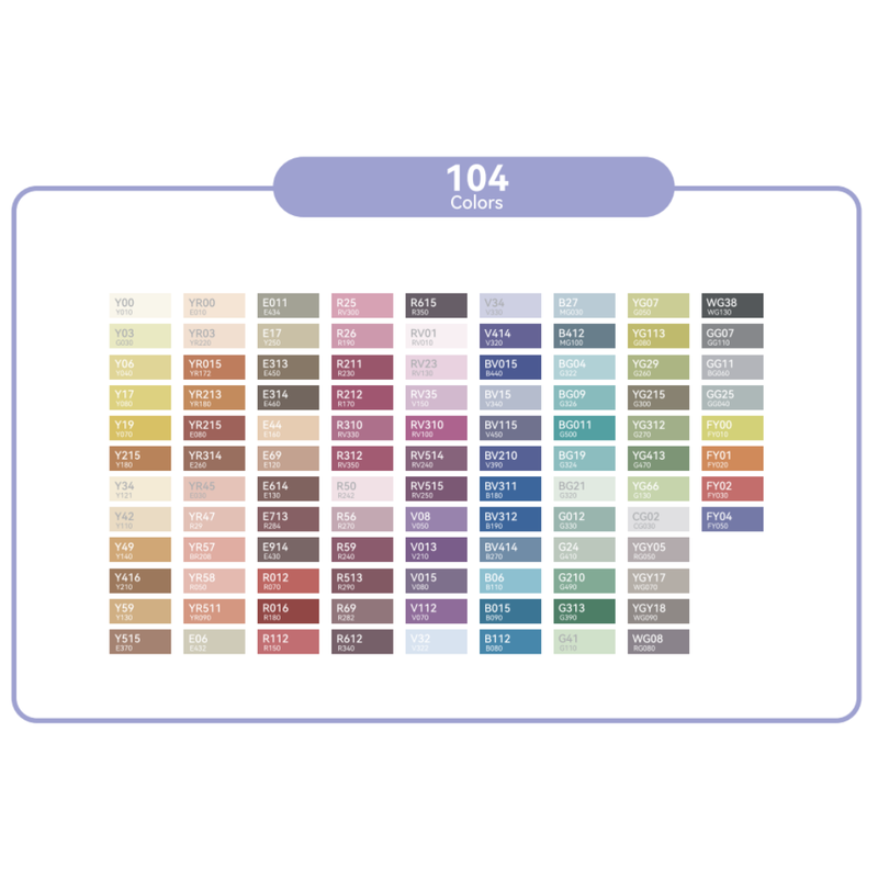 Ohuhu Honolulu NEW 104 Colors Dual Tip Alcohol Art Markers Y30-80404-0
