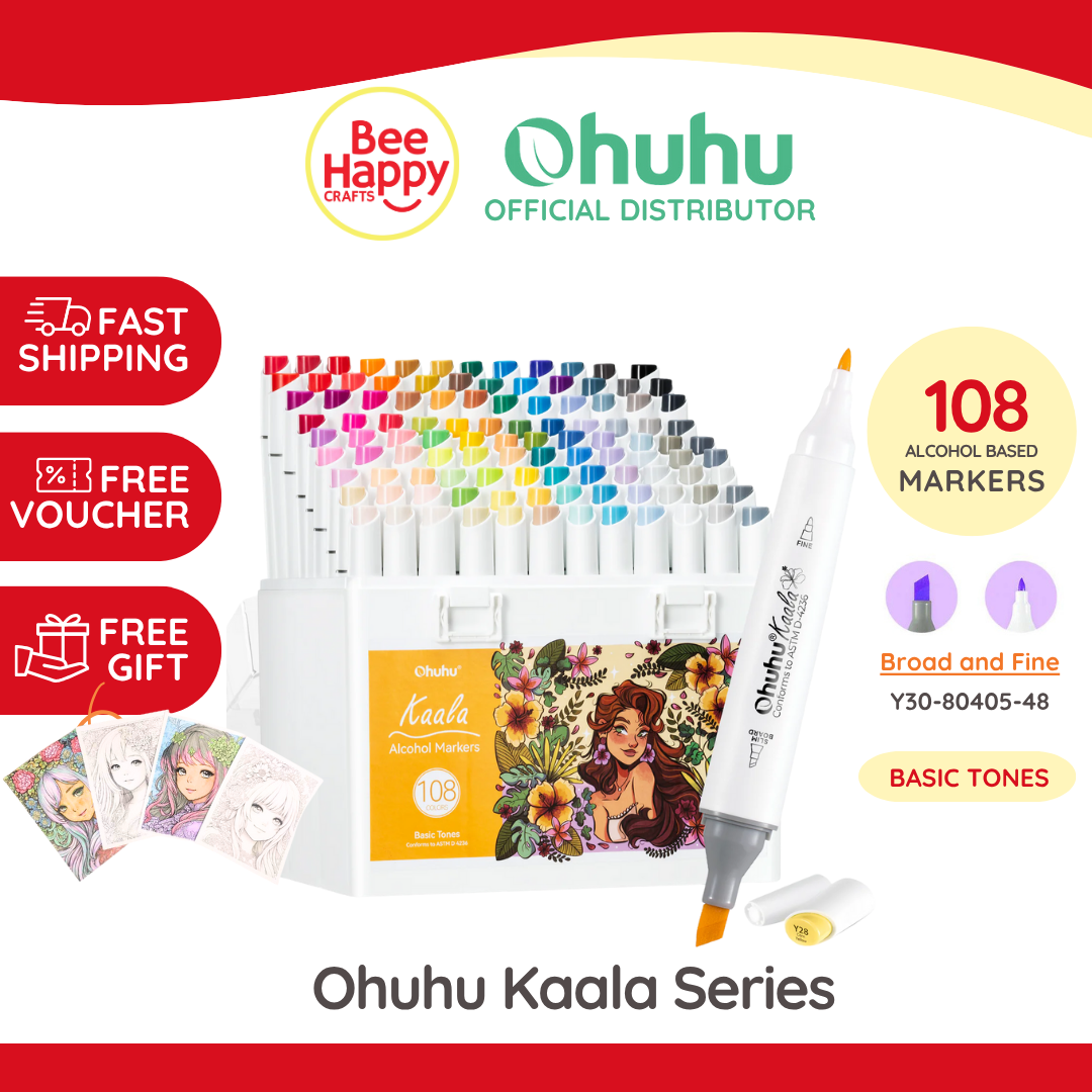 Ohuhu Kaala Slim Broad and Fine Dual Tips Alcohol Art Markers Y30-80405-39 ,Y30-80402-36,Y30-80402-37 & Y30-80405-42 & Y30-80405-48