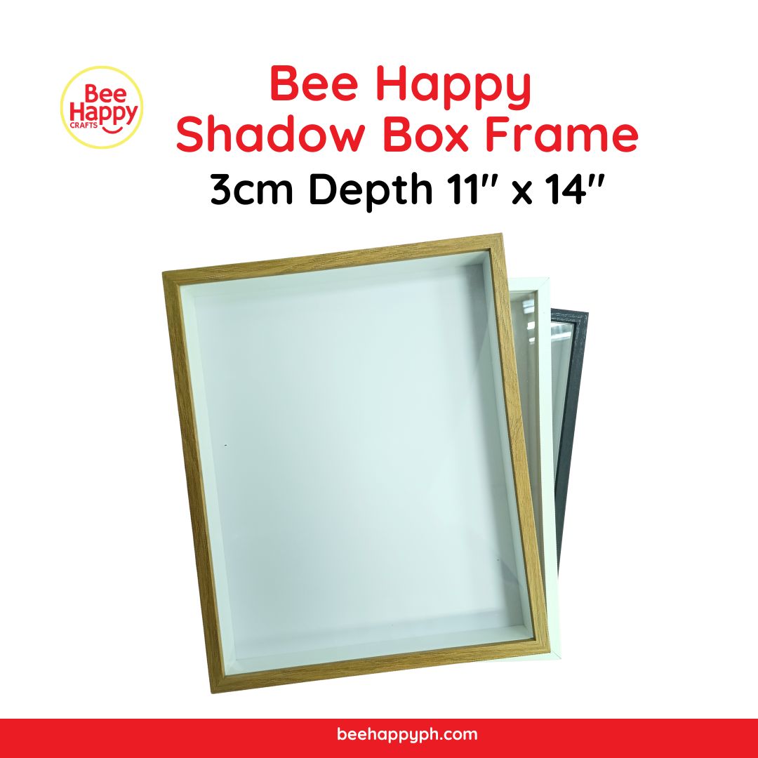Bee Happy Shadow Box Frame w/ Glass Cover and Stand 3cm Depth 11