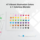 Ohuhu Markers Starter Set, 48-color Double Tipped Alcohol Markers, Fine & Chisel Alcohol-based Marker Set Y30-80401-07