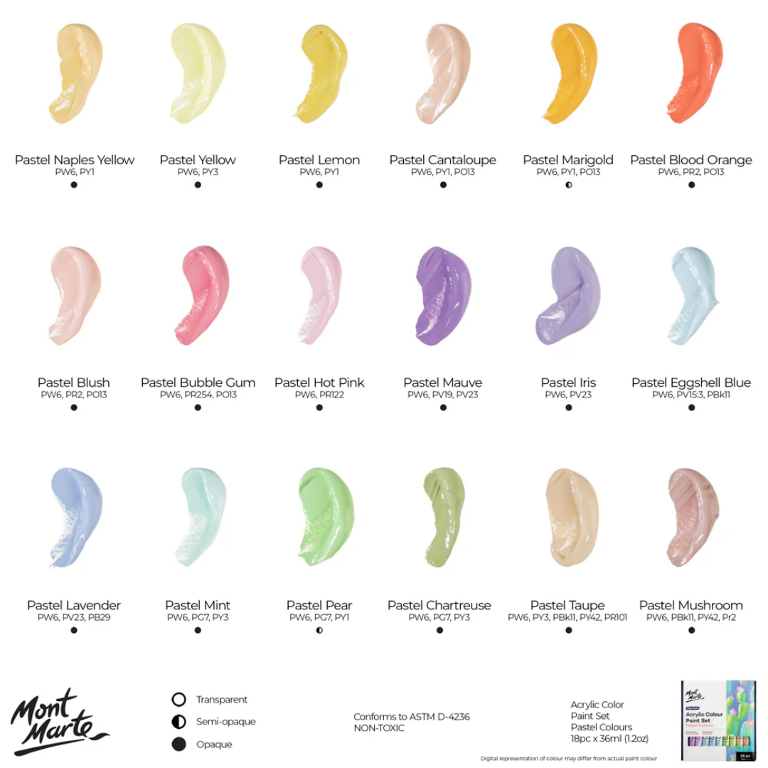Mont Marte Acrylic Colour Pastel Paint Set Signature
