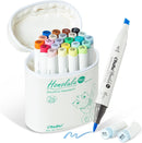 Ohuhu Honolulu Plus Alcohol Markers Supreme Brush Tip: 24-Color Brush & Chisel Double Tipped Marker Set Y30-80403-44