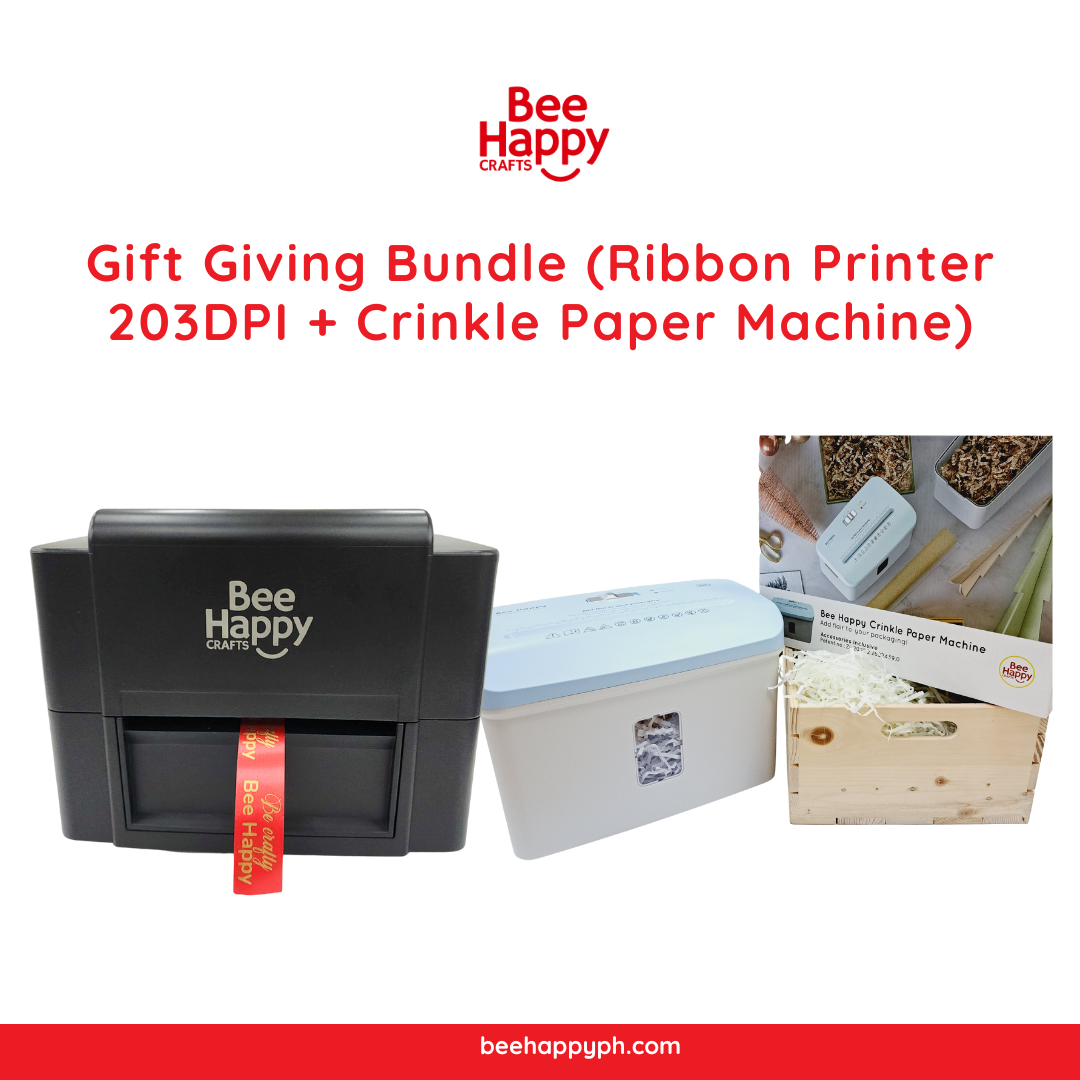 Gift Giving Bundle (Ribbon Printer 203DPI + Crinkle Paper Machine)